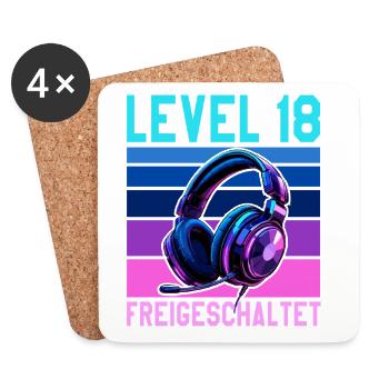 18. Geburtstag Junge Mädchen Gamer Level 18 - Untersetzer (4er-Set) - Weiß - Vorne
