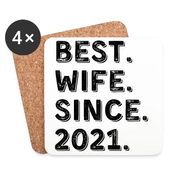 Best Wife Since 2021 Cadeau Anniversaire 5 Ans - Dessous de verre (lot de 4) - blanc - Devant