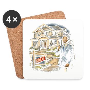 Agent immobilier Courtier - Dessous de verre (lot de 4) - blanc - Devant