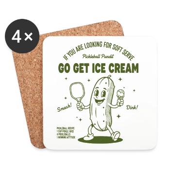 Pickleball funny player love pickleball go get - Coasters (set of 4) - white - Front