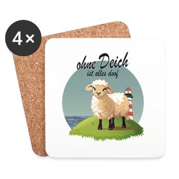 Ohne Deich ist alles doof Nordsee Humor - Untersetzer (4er-Set) - Weiß - Vorne