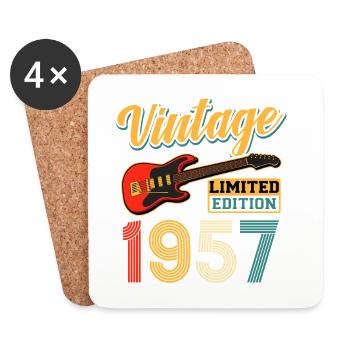 Vintage 1957 Electric Guitar Limited Edition Art - Coasters (set of 4) - white - Front