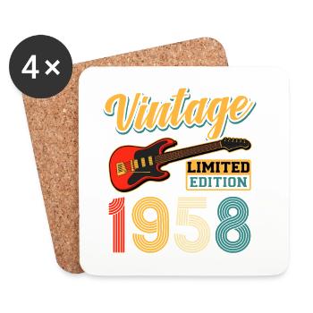 Vintage 1958 Electric Guitar Limited Edition Art - Untersetzer (4er-Set) - Weiß - Vorne