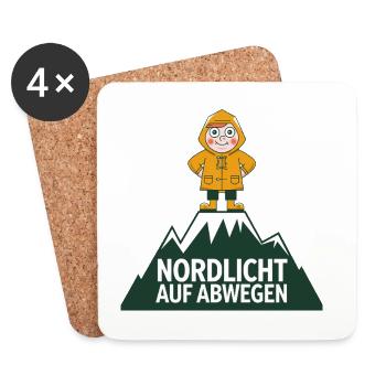  Nordlicht Auf Abwegen Bergliebhaber Wanderer - Untersetzer (4er-Set) - Weiß - Vorne