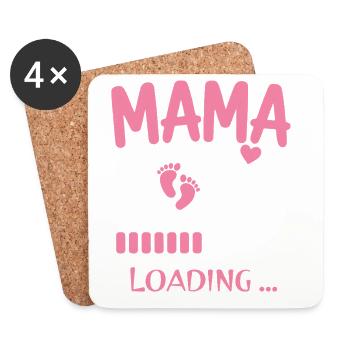 Mama 2026 Schwanger - Untersetzer (4er-Set) - Weiß - Vorne