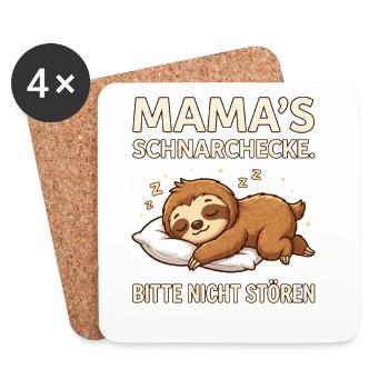 Mama Schnarchecke Süßes Faultier - NICHT STÖREN - Untersetzer (4er-Set) - Weiß - Vorne
