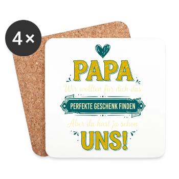 Papa Perfektes Geschenk Lustiger Spruch - Untersetzer (4er-Set) - Weiß - Vorne