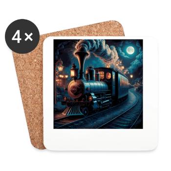 steam engine steam train vintage locomotive - Coasters (set of 4) - white - Front