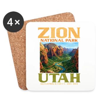 Parc national de Zion, fondé en 1919, Utah - Dessous de verre (lot de 4) - blanc - Devant