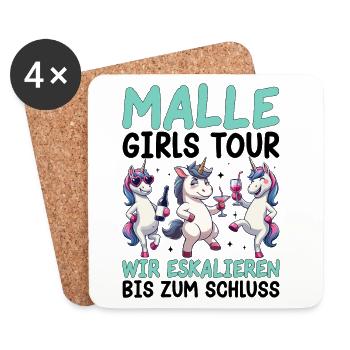 Malle Girls Tour Einhorn Mallorca Party Urlaub - Untersetzer (4er-Set) - Weiß - Vorne