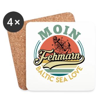 Insel Fehmarn MOIN FEHMARN OSTSEELIEBE Lustig - Untersetzer (4er-Set) - Weiß - Vorne