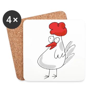 niedliches Huhn Hühner - Untersetzer (4er-Set) - Weiß - Vorne