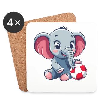 Cute elephant with ball - Coasters (set of 4) - white - Front