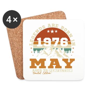 May 1976 Vintage Birthday Gift - Coasters (set of 4) - white - Front