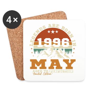 May 1996 Vintage Birthday Gift - Coasters (set of 4) - white - Front