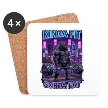 Kinda Fit Sorta Fat Bär Gewichtheben - Untersetzer (4er-Set) - Weiß - Vorne