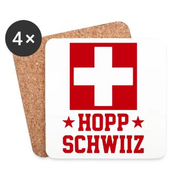 Hopp Schwiiz Schweizer Stolz - Untersetzer (4er-Set) - Weiß - Vorne