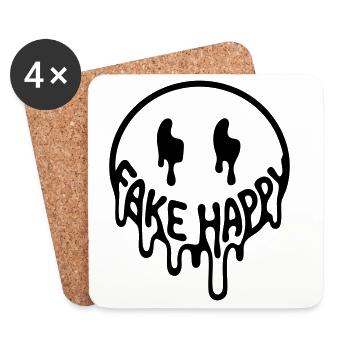 Fake Happy - Untersetzer (4er-Set) - Weiß - Vorne