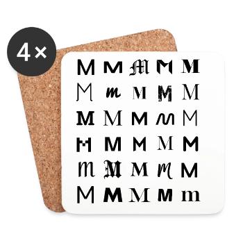 Typography M monogram letter mosaic design - Coasters (set of 4) - white - Front