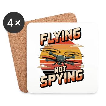 Drone Flying Not Spying Sunset - Coasters (set of 4) - white - Front
