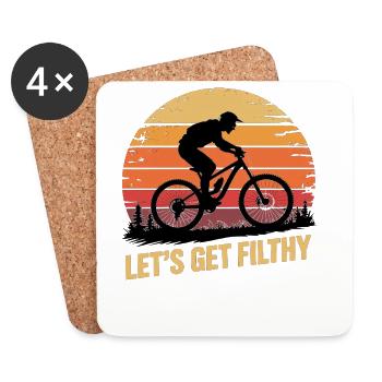 VTT, Descente, Action du cyclisme - Dessous de verre (lot de 4) - blanc - Devant