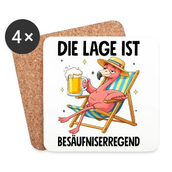 Die Lage Ist Besäufniserregend mit Flamingo - Untersetzer (4er-Set) - Weiß - Vorne