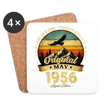 Cadeau du 70e anniversaire Mari Original mai 1956 - Dessous de verre (lot de 4) - blanc - Devant