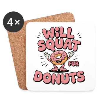 Squats für Donuts | Fitness Humor - Untersetzer (4er-Set) - Weiß - Vorne