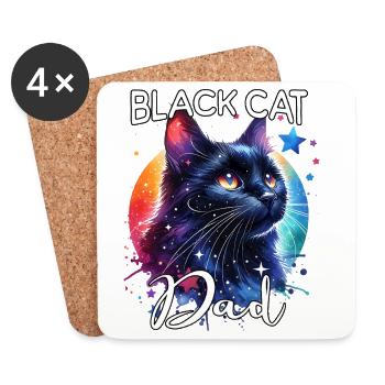 Black Cat Dad - Coasters (set of 4) - white - Front