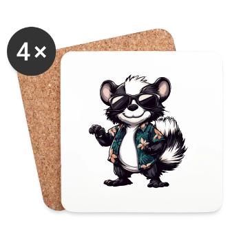 Skunk Comic Holiday - Dessous de verre (lot de 4) - blanc - Devant