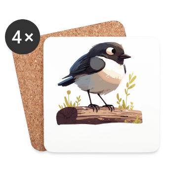 Pies Magpie - Dessous de verre (lot de 4) - blanc - Devant
