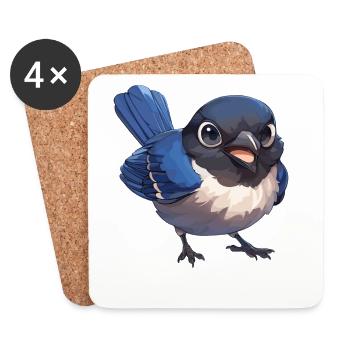 Pies Magpie - Dessous de verre (lot de 4) - blanc - Devant
