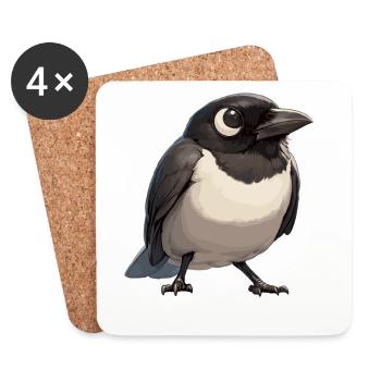 Pies Magpie - Dessous de verre (lot de 4) - blanc - Devant