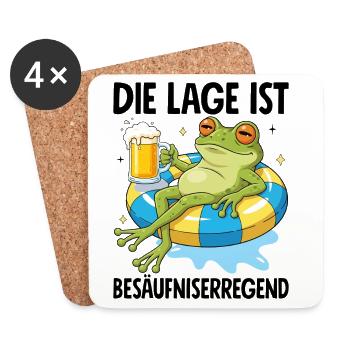 Die Lage Ist Besäufniserregend Frosch - Untersetzer (4er-Set) - Weiß - Vorne