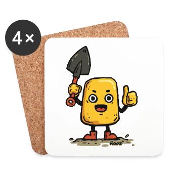 Mascotte Sunny Shovel Pal - Dessous de verre (lot de 4) - blanc - Devant