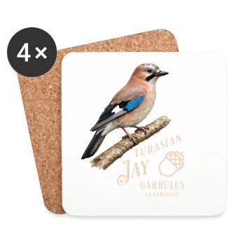 Eurasian Jay Eichelhäher Vogel Design - Untersetzer (4er-Set) - Weiß - Vorne