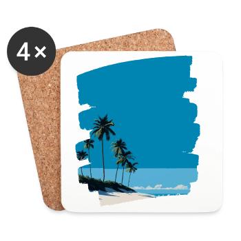 Palmiers de mer de plage - Dessous de verre (lot de 4) - blanc - Devant