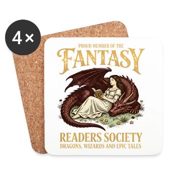 Drachenleser Fantasy Lesesociety Bücherwurm Lesen - Untersetzer (4er-Set) - Weiß - Vorne