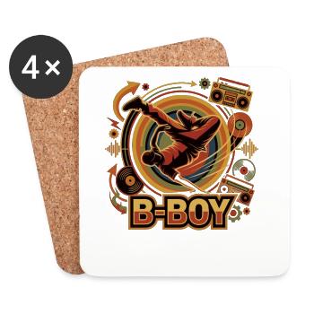 Breakdance B-Boy Hip Hop Retro Streetstyle - Untersetzer (4er-Set) - Weiß - Vorne