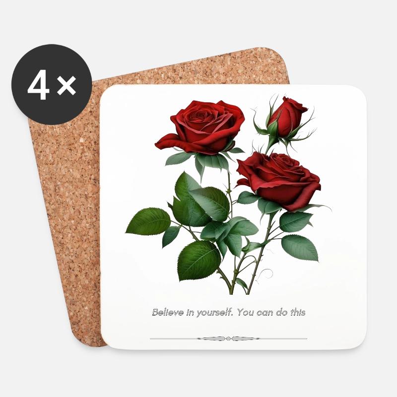 Rose - Untersetzer (4er-Set) - Weiß