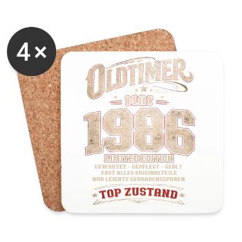 40. Geburtstag Geschenk Mann Oldtimer Mai 1986 - Untersetzer (4er-Set) - Weiß - Vorne