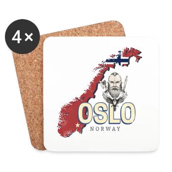 Oslo in Norway Vintage Vacation Souvenir - Coasters (set of 4) - white - Front