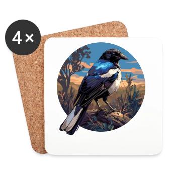 Magpies Magpie - Coasters (set of 4) - white - Front