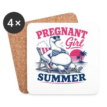 Pregnant summer dodo on the beach - Coasters (set of 4) - white - Front
