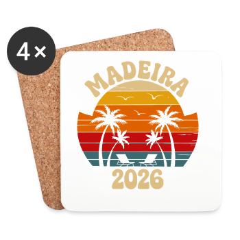 Madeira Palm Trees Sunset 2026 - Coasters (set of 4) - white - Front