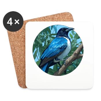 Pies Magpie - Dessous de verre (lot de 4) - blanc - Devant