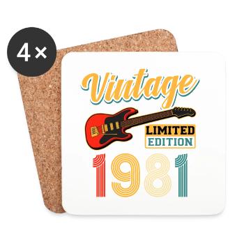 Vintage 1981 Guitar Limited Edition Design - Coasters (set of 4) - white - Front