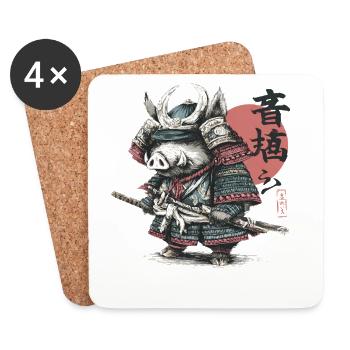 Samouraï sanglier en katana d’armure - Dessous de verre (lot de 4) - blanc - Devant