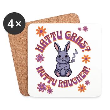 Canabis Hase - Hattu Gras? - Untersetzer (4er-Set) - Weiß - Vorne