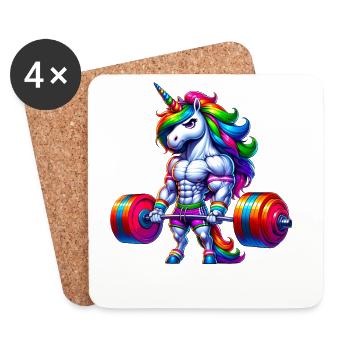 Unicorn Weightlifting Deadlift Fitness Gym - Untersetzer (4er-Set) - Weiß - Vorne